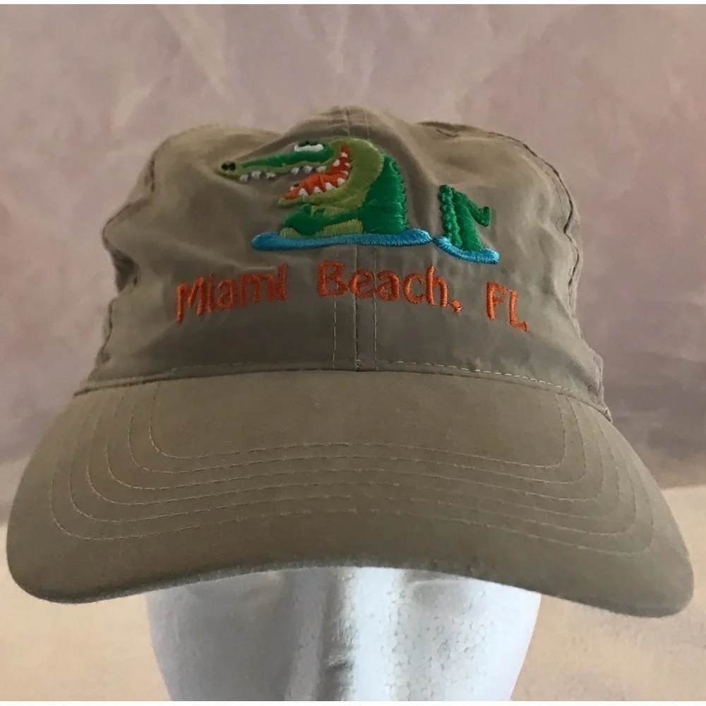 OK Embroidery Miami Beach Adjustable XS-S Alligator Art Neck Flap Beach Cap